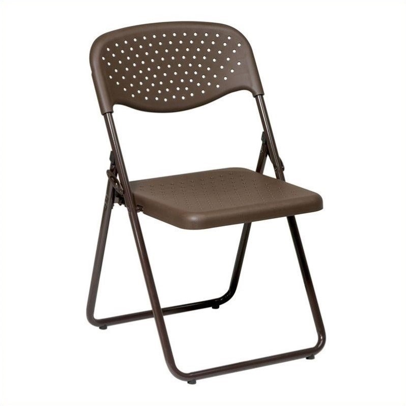 Folding Chair with Mocha Brown Plastic Seat and Back and Frame. (4 Pack)