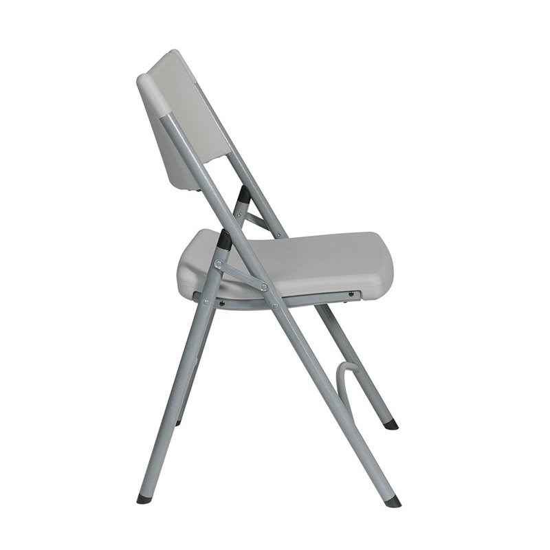 Light Gray Resin Folding Chair in Silver Set of 4