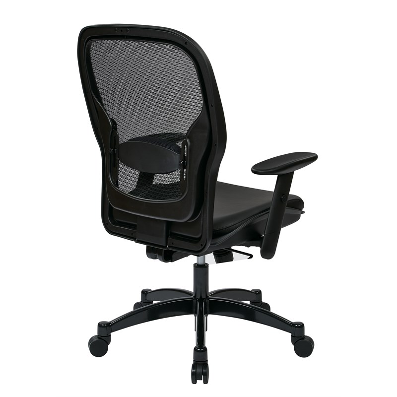 Professional Breathable Mesh Back Chair with Bonded Leather Seat in Black