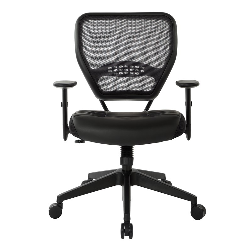 Professional Dark Air Grid Back Managers Office Chair Black Eco Leather Seat