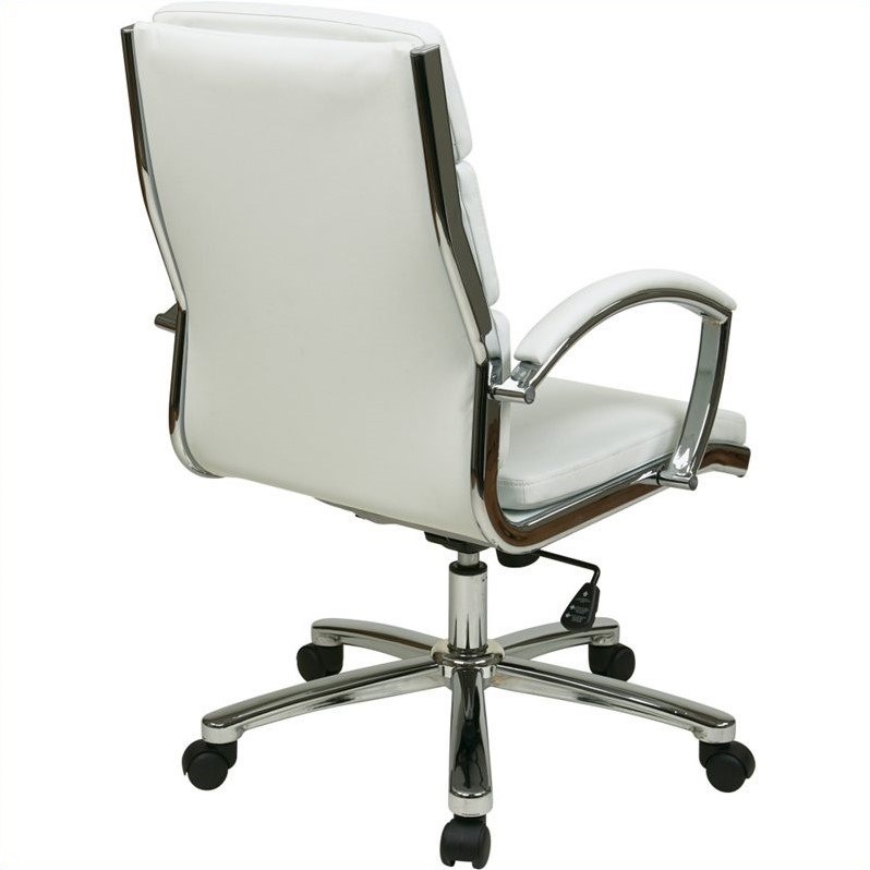 Mid Back White Executive Leather Chair by Office Star Homesquare