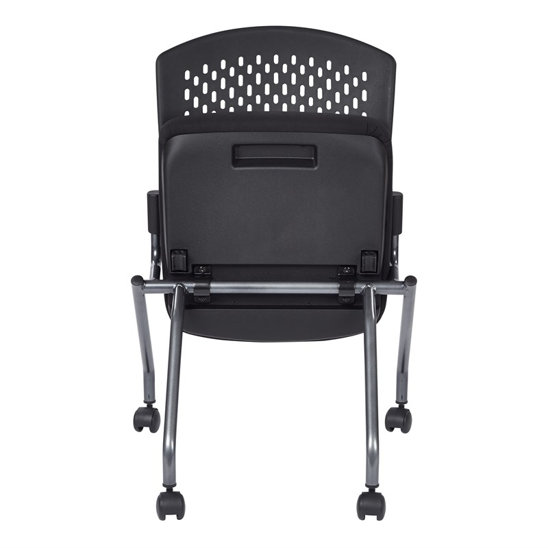 Set of 2 Deluxe Armless Folding Chair in Coal Black and Titanium