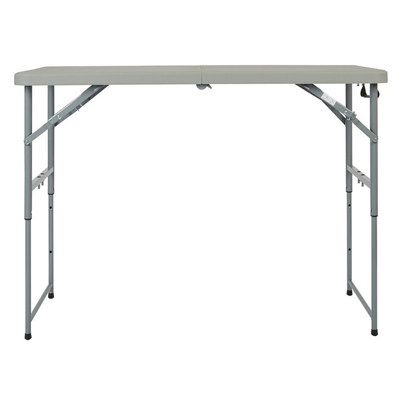 4' Long- Height Adjustable Fold in Half Resin Multi Purpose Table in Light Gray