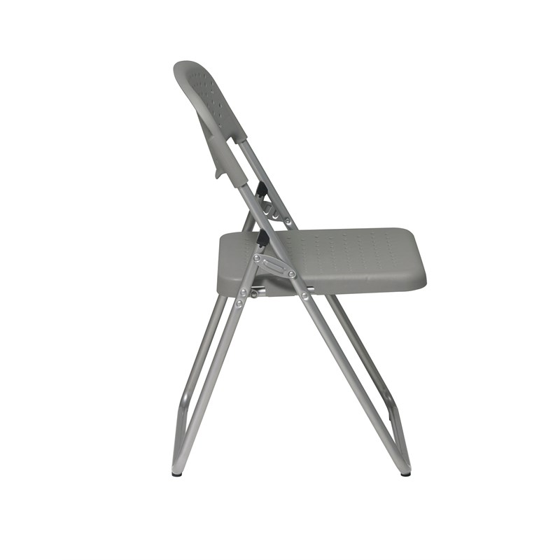 Office Star Set of 4 Plastic Folding Chair in Gray