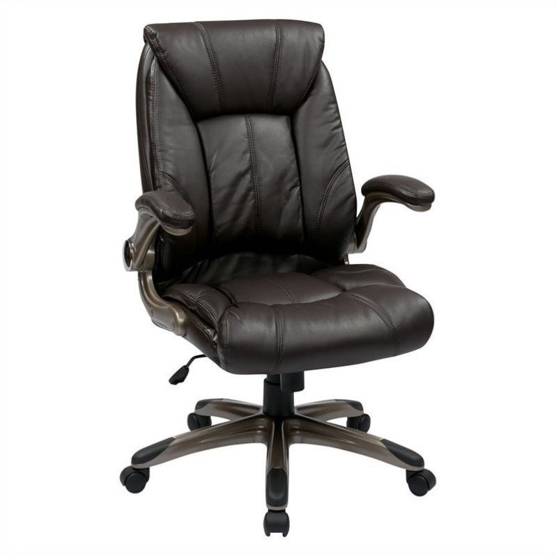 Faux Leather Mid Back Managers Office Chair in Cocoa Brown | Homesquare