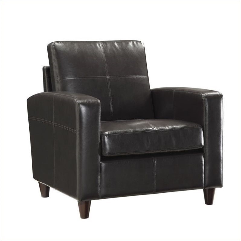 Espresso Bonded Leather Club Chair With Espresso Finish Legs