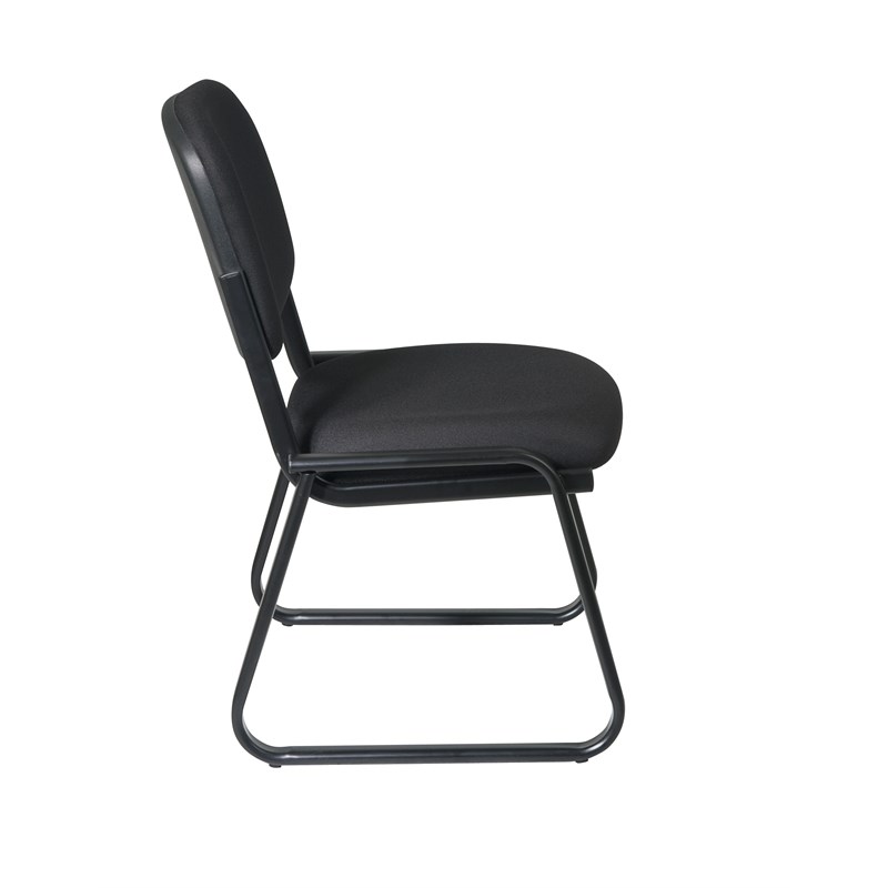 Deluxe Sled Base Armless Chair with Designer Plastic Shell in Black