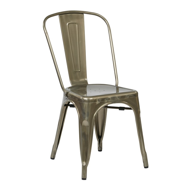 Bristow Armless Chair in Industrial Steel Chrome Finish 4 Pack