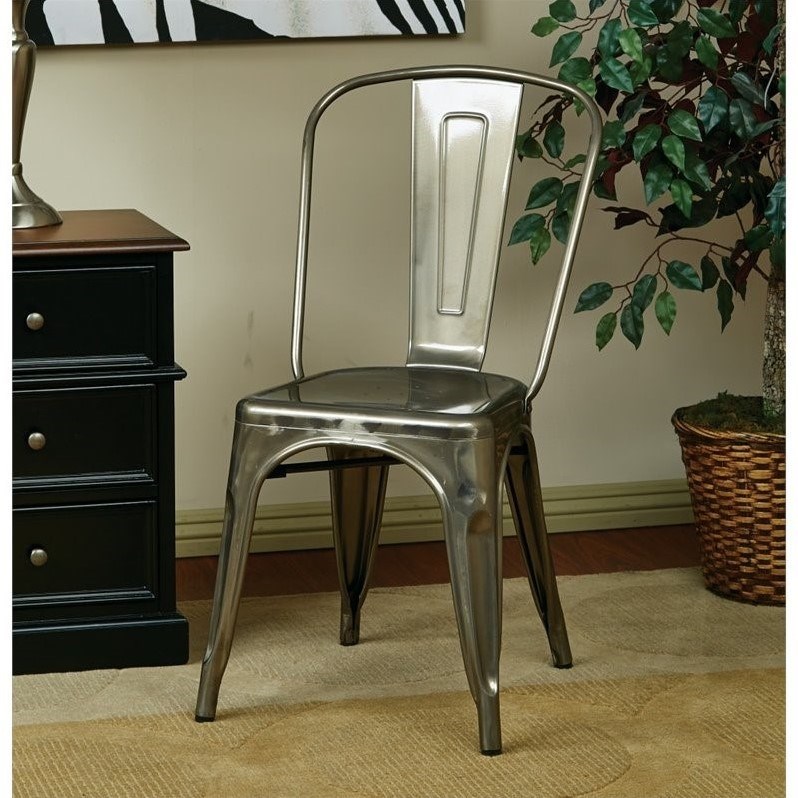 Bristow Armless Chair in Industrial Steel Chrome Finish 4 Pack