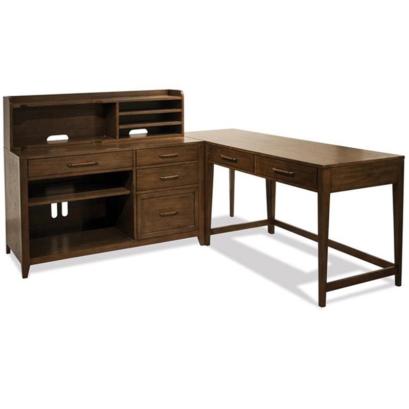 Riverside Furniture Vogue Corner Computer Desk in Plymouth Brown Oak |  Homesquare