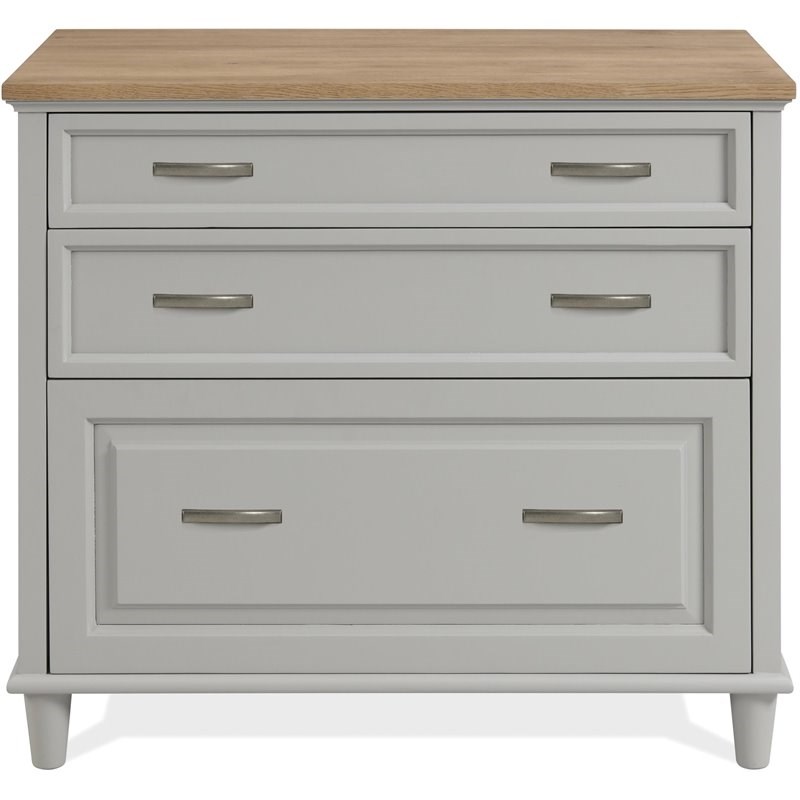 Riverside Furniture Osborne Wood Lateral File Cabinet in Timeless Oak and Gray