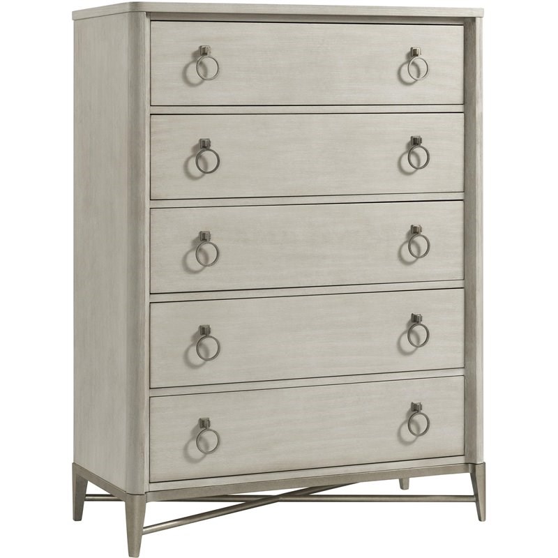 Riverside Furniture Maisie 5 Drawer Refined Glam Chest in Champagne