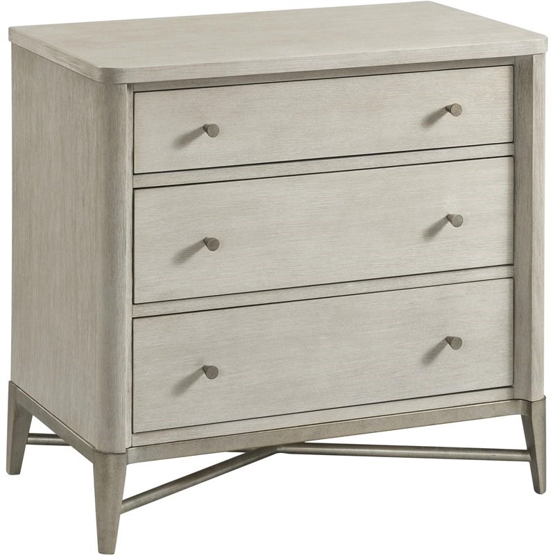 Riverside Furniture Maisie 3 Drawer Refined Glam Nightstand in Champagne