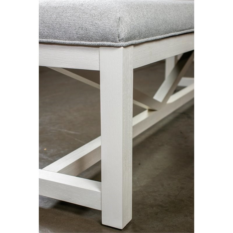 Riverside Furniture Osborne Upholstered Wood Dining Bench in Winter White