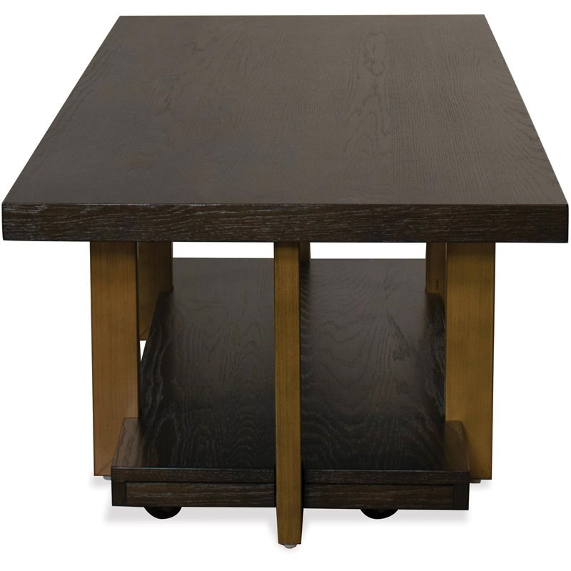 Riverside Furniture Magnus Modern Contemporary Wood Coffee Table in Umber Brown
