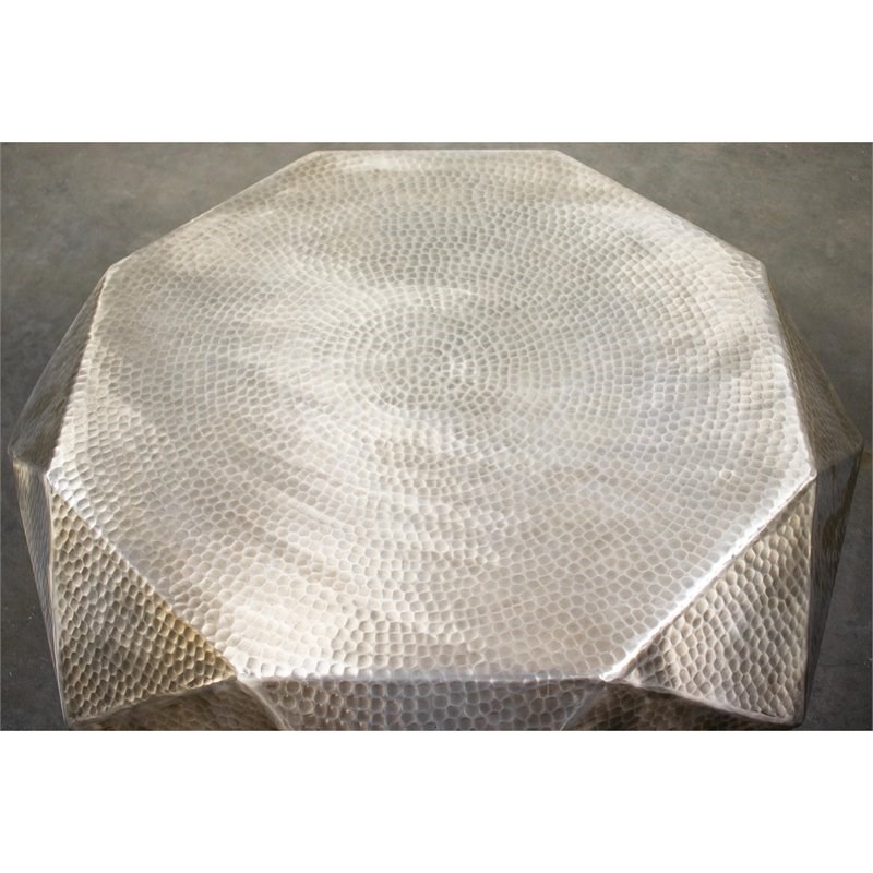 Riverside Furniture Olivia Round Contemporary Coffee Table in Hammered Gold