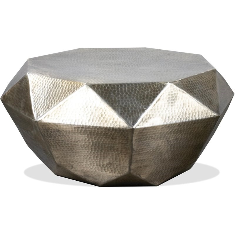 Riverside Furniture Olivia Round Contemporary Coffee Table in Hammered Gold