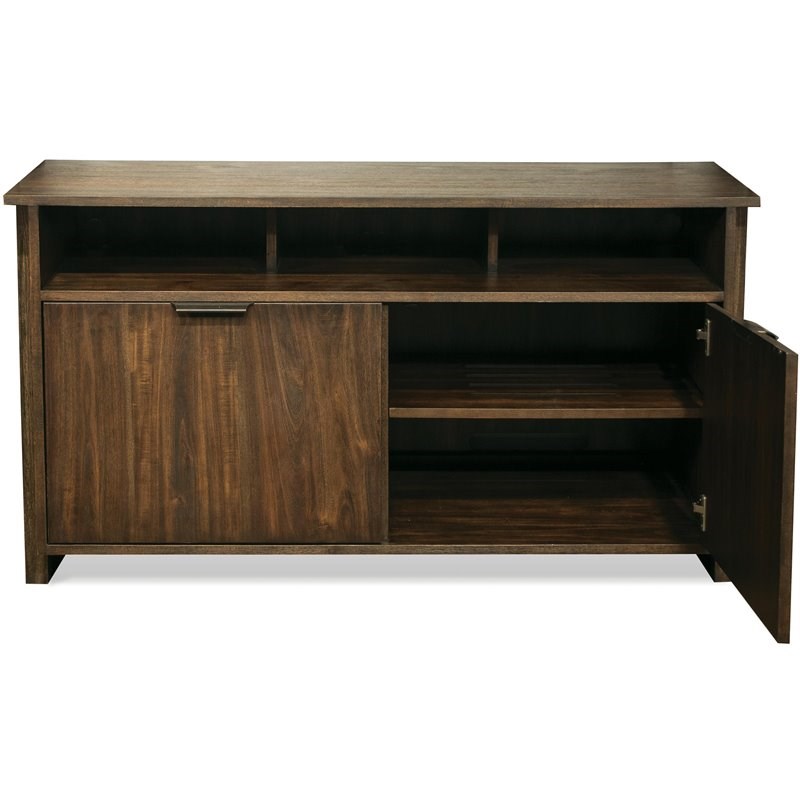 Riverside Furniture Perspectives Modern Wood TV Console in Brushed Acacia Brown