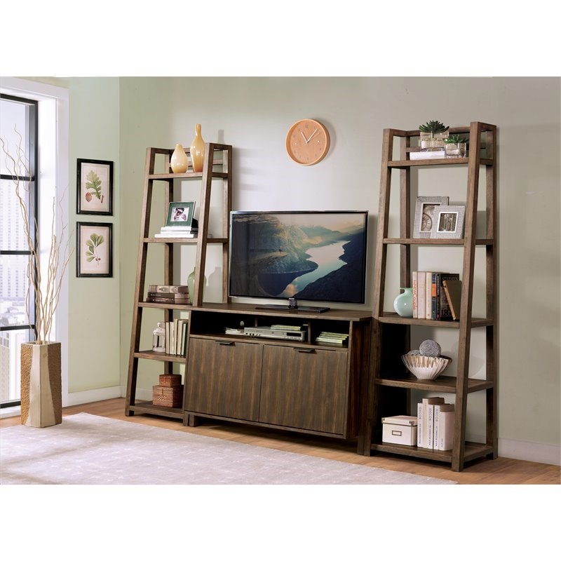 Riverside Furniture Perspectives Modern Wood TV Console in Brushed Acacia Brown