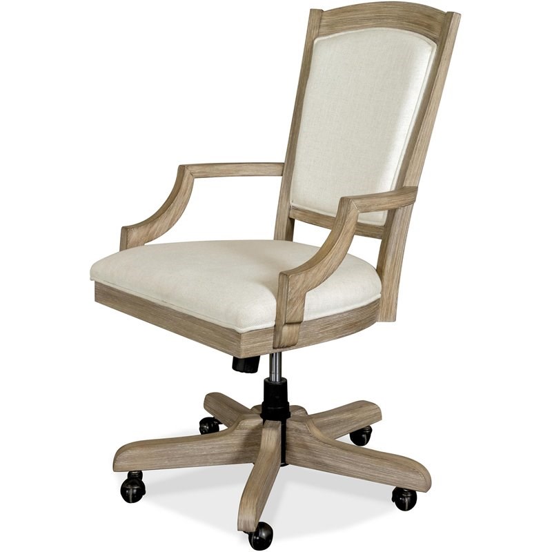 Riverside Furniture Myra Wood Coastal Upholstered Office Swivel Chair in Natural