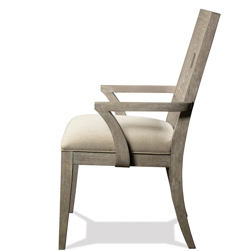 Riverside Furniture Cascade Contemporary Wood Back Dining Arm Chair in Dovetail