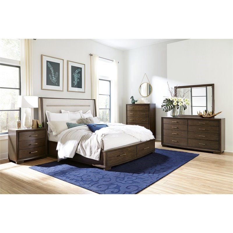 Riverside Furniture Monterey 5 Drawer Refined Glam Bedroom Chest in Mink