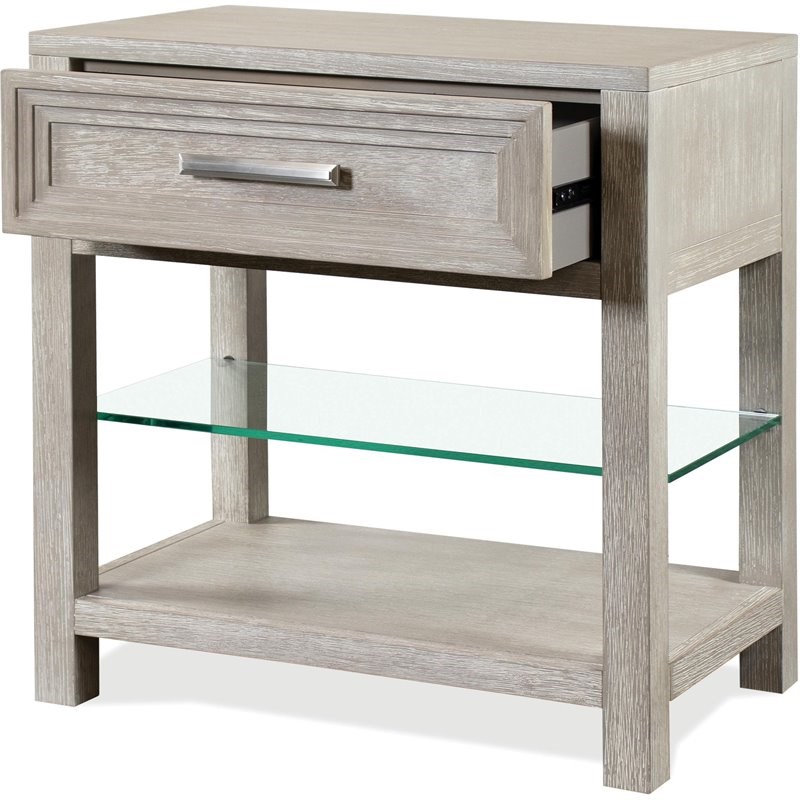 Riverside Furniture Cascade 1 Drawer Modern Contemporary Nightstand in Dovetail