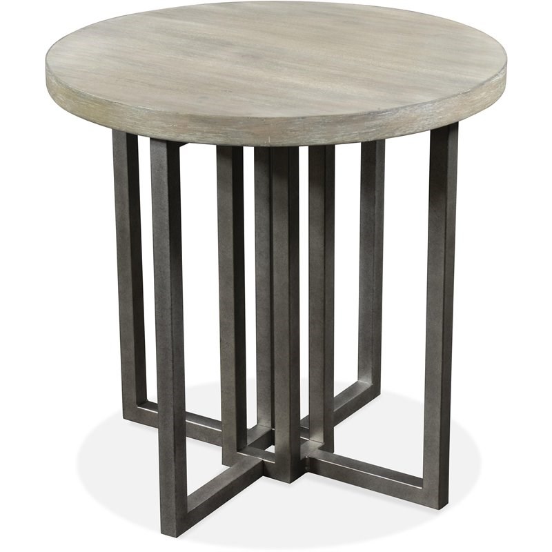 Riverside Furniture Adelyn Modern Contemporary Round Side Table in Crema Gray