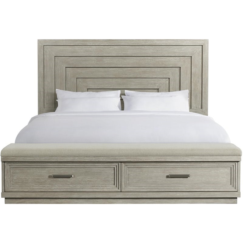 Riverside Furniture Cascade Contemporary Queen Storage Panel Bed in Dovetail