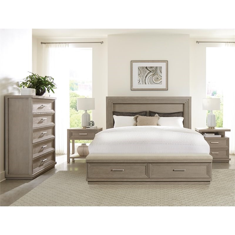 Riverside Furniture Cascade Contemporary King Storage LED Panel Bed in Dovetail