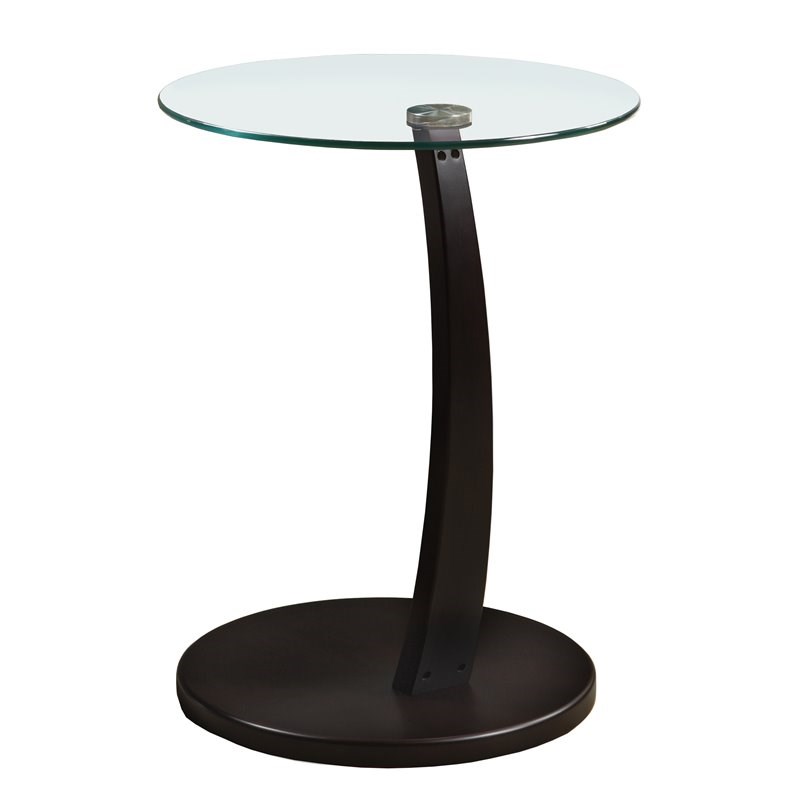 Monarch Round Glass Top Side Table in Espresso
