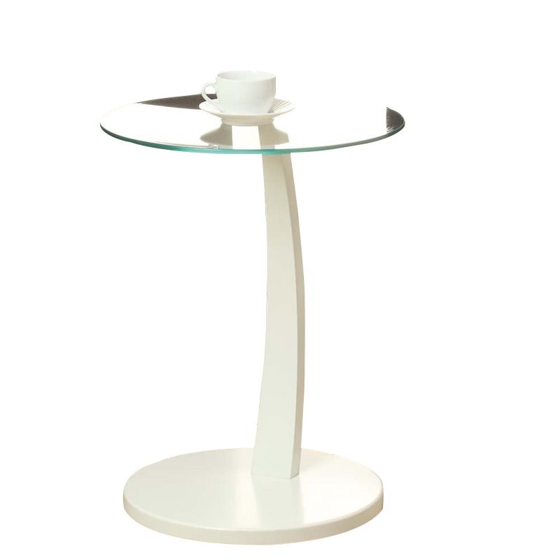 Monarch Round Glass Top Side Table in White