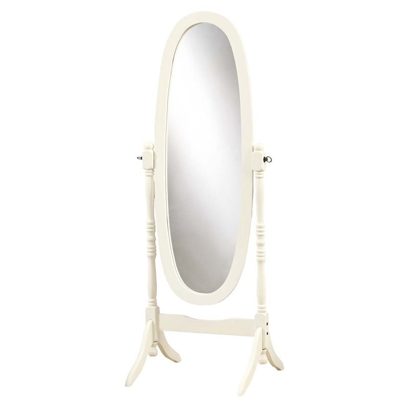 Monarch Oval Cheval Mirror in White