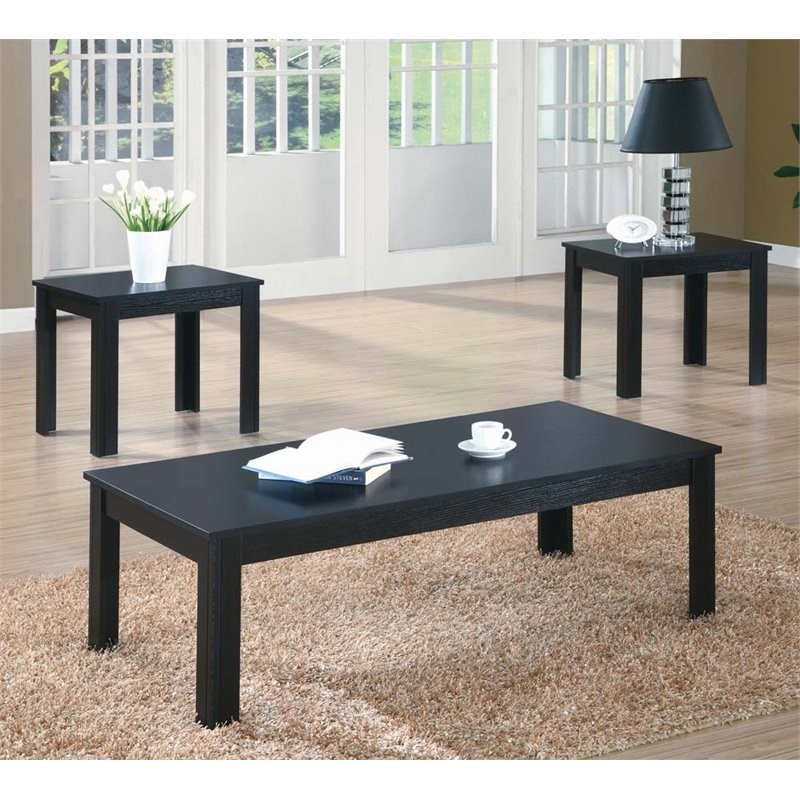 Monarch 3 Piece Coffee Table Set in Black
