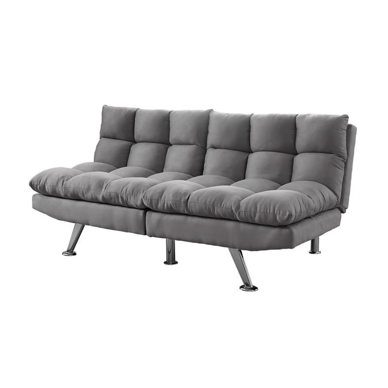 monarch split back click clack futon in light gray microsuede i 8988