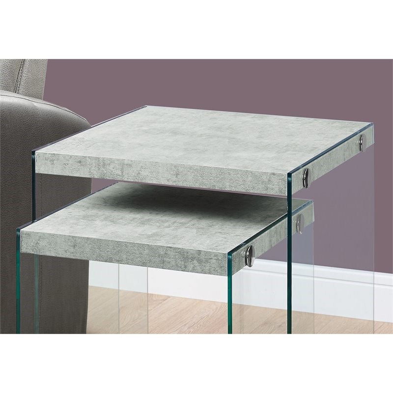 Monarch 2 Piece Nesting Table Set in Gray Cement