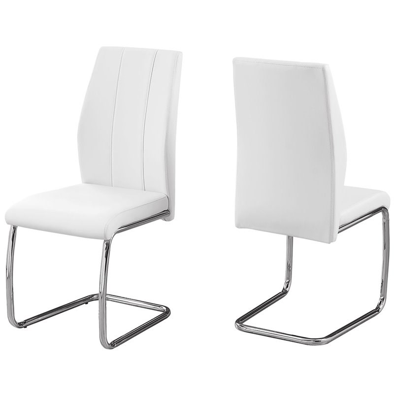 Monarch Faux Leather Dining Side Chair in White (Set of 2)