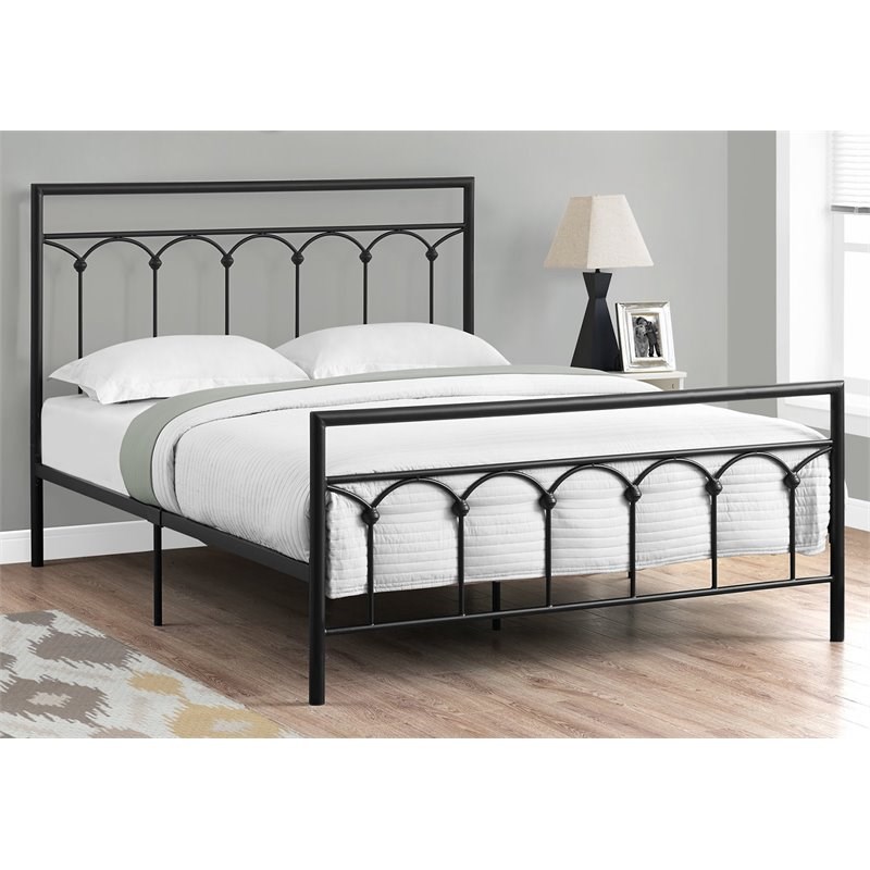monarch queen metal spindle bed in black i 2657q