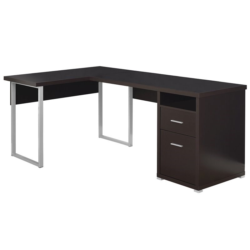 Monarch L Shaped Corner Computer Desk in Cappuccino Homesquare