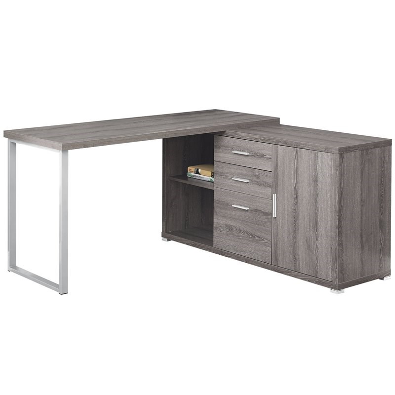 Monarch L Shaped Corner Computer Desk in Dark Taupe Homesquare