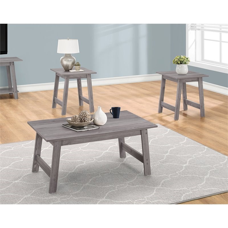 Monarch 3 Piece Coffee Table Set in Gray Homesquare