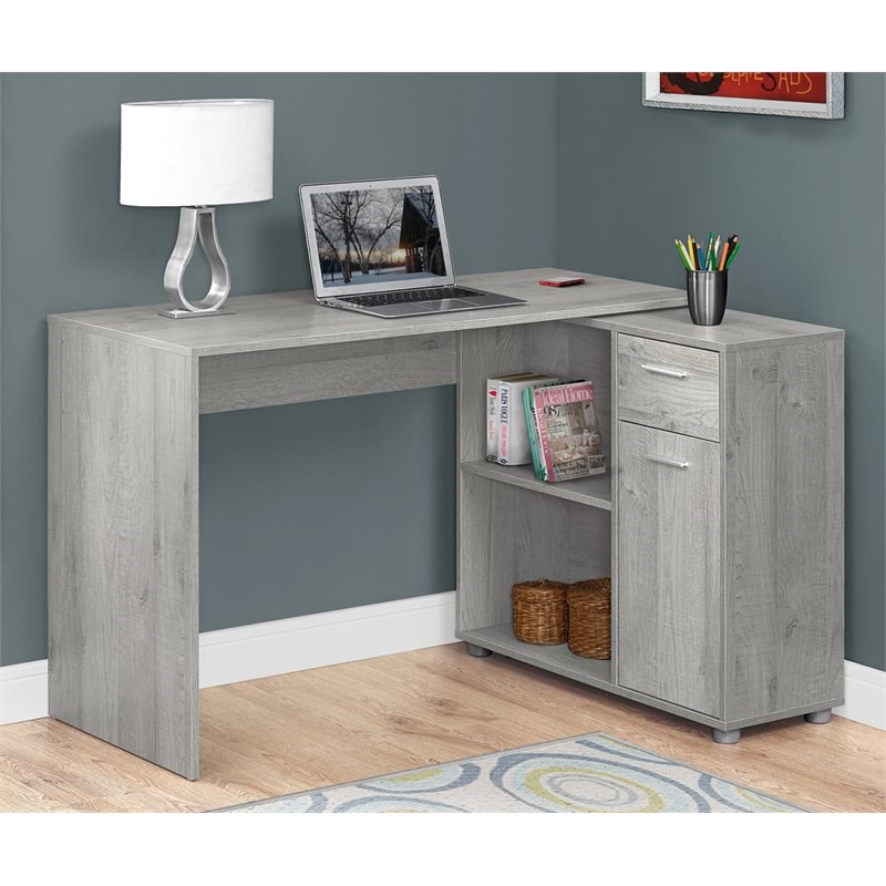 Monarch L Shaped Computer Desk Storage Cabinet in Gray