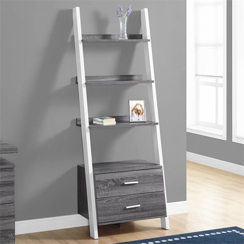 Details about   Monarch 4 Shelf Ladder Bookcase Gray and White 