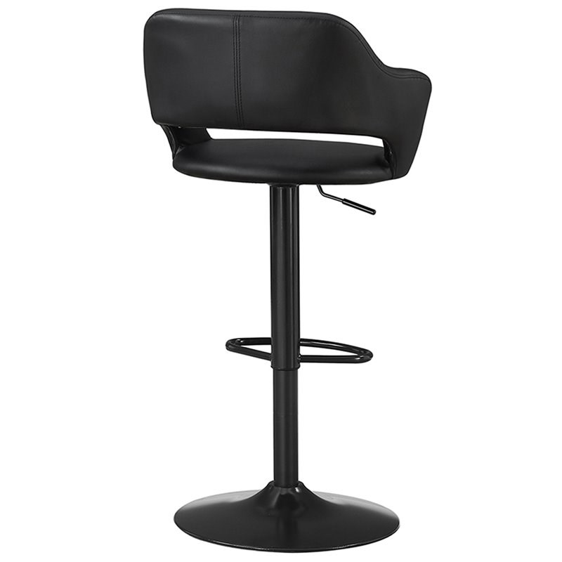 Monarch Faux Leather Adjustable Swivel Bar Stool in Black Homesquare