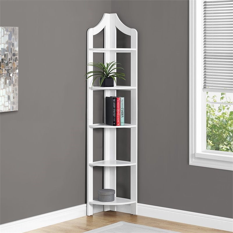 Monarch 5 Shelf Corner Bookcase in White Homesquare
