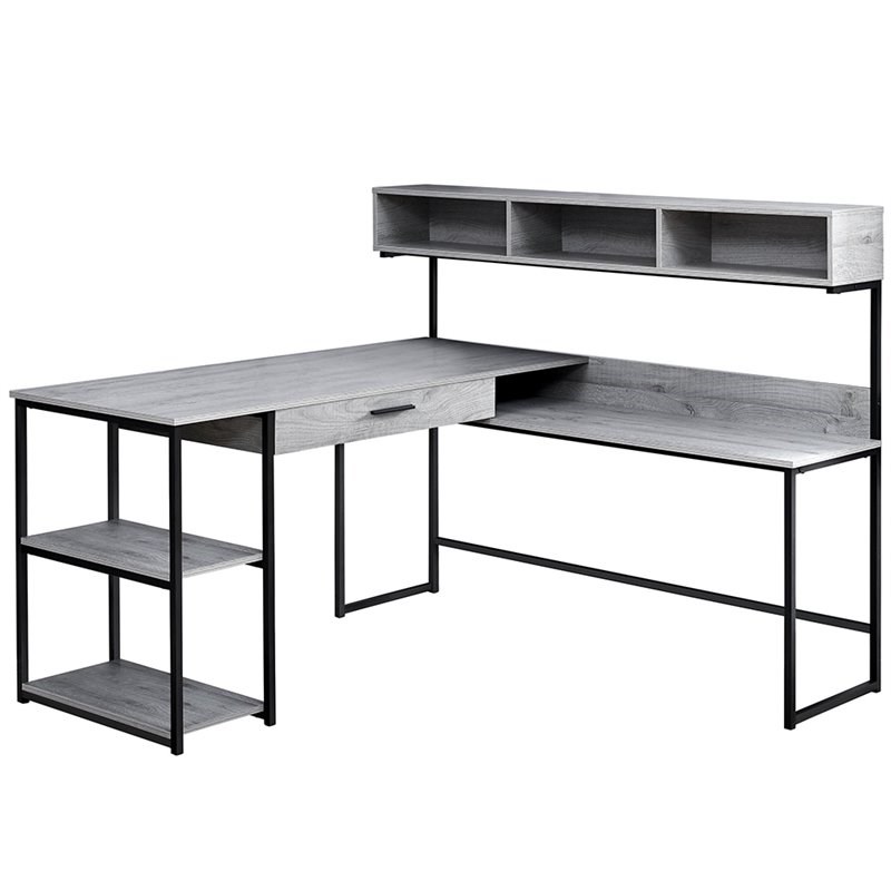Monarch L Shaped Computer Desk in Gray and Black