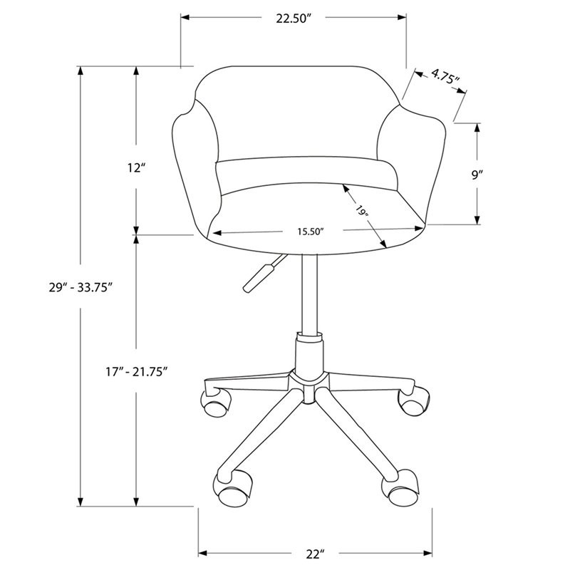 Monarch Faux Leather Swivel Office Chair in Black and Chrome Homesquare