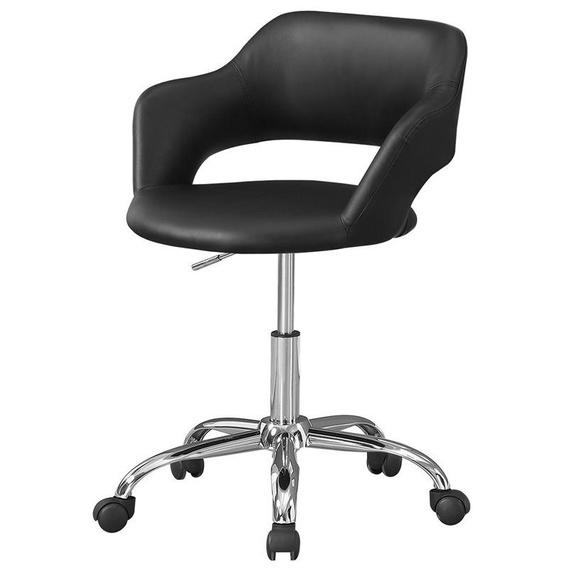 Monarch Faux Leather Swivel Office Chair in Black and Chrome Homesquare