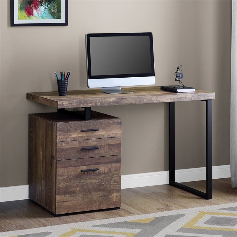 Monarch 3 Drawer Writing Desk in Brown and Black