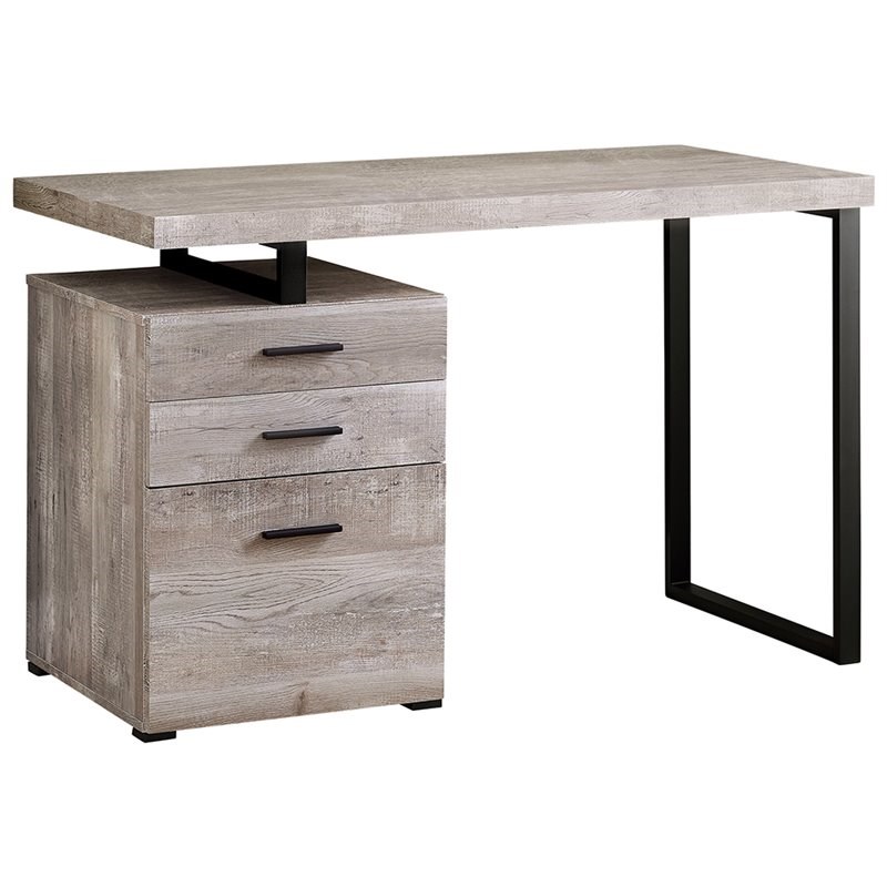 Monarch 3 Drawer Writing Desk in Taupe and Black